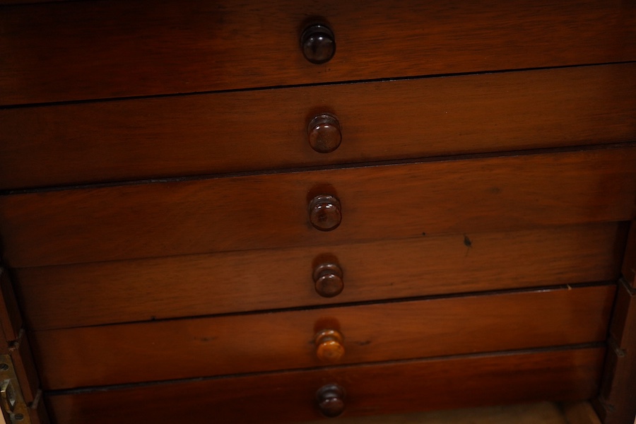 A late Victorian mahogany ten-drawer collectors cabinet, 54cm high. Condition - fair/good